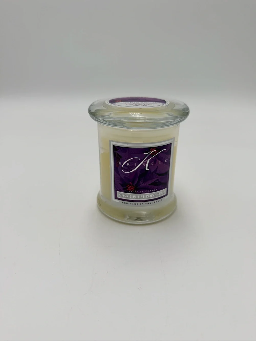 Kringle Candle Sugar Plum Poinsettia 4.5 oz Small Jar Candle Single Wick w/ Lid